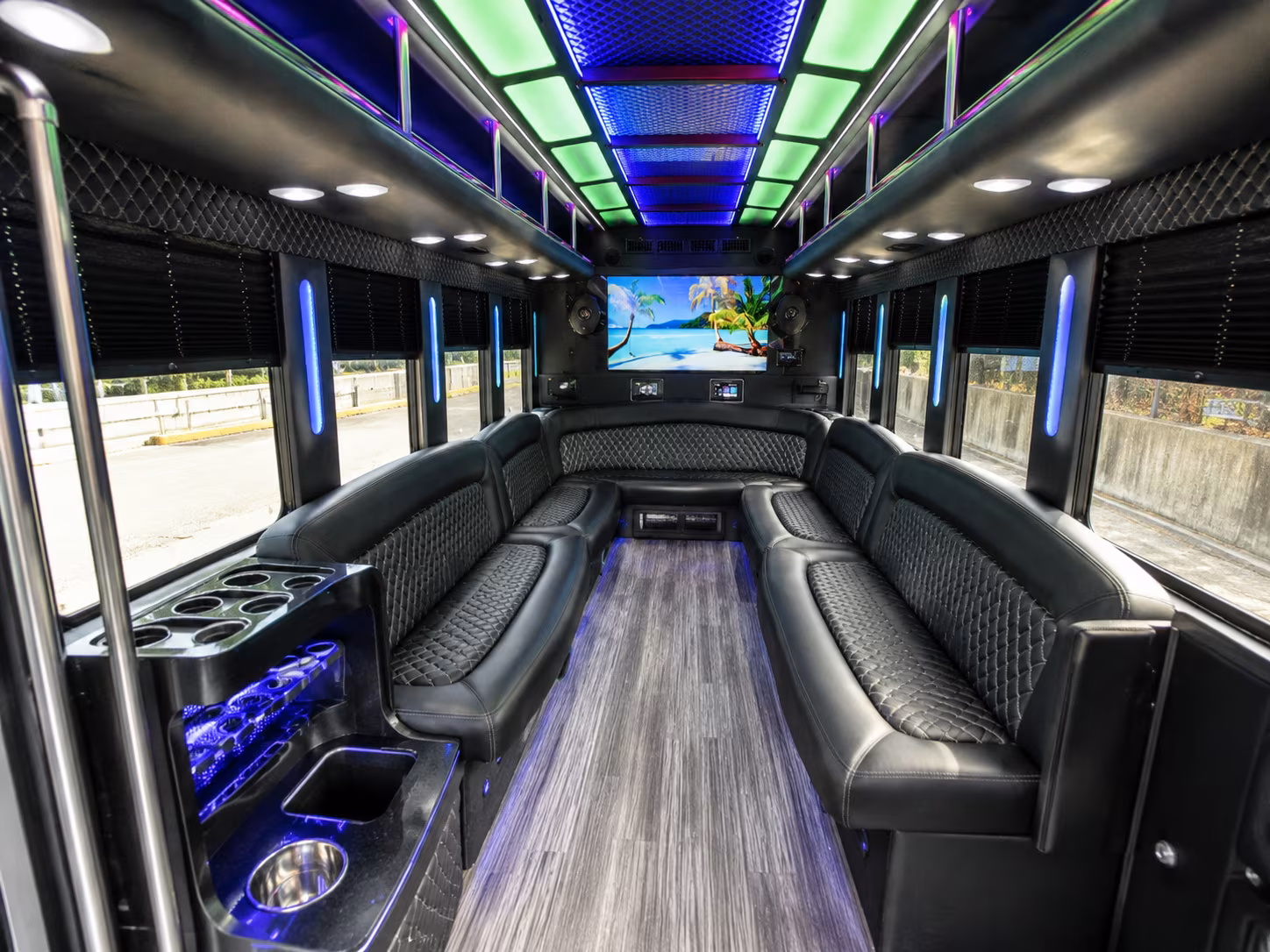 ontario 18 passenger party bus inside