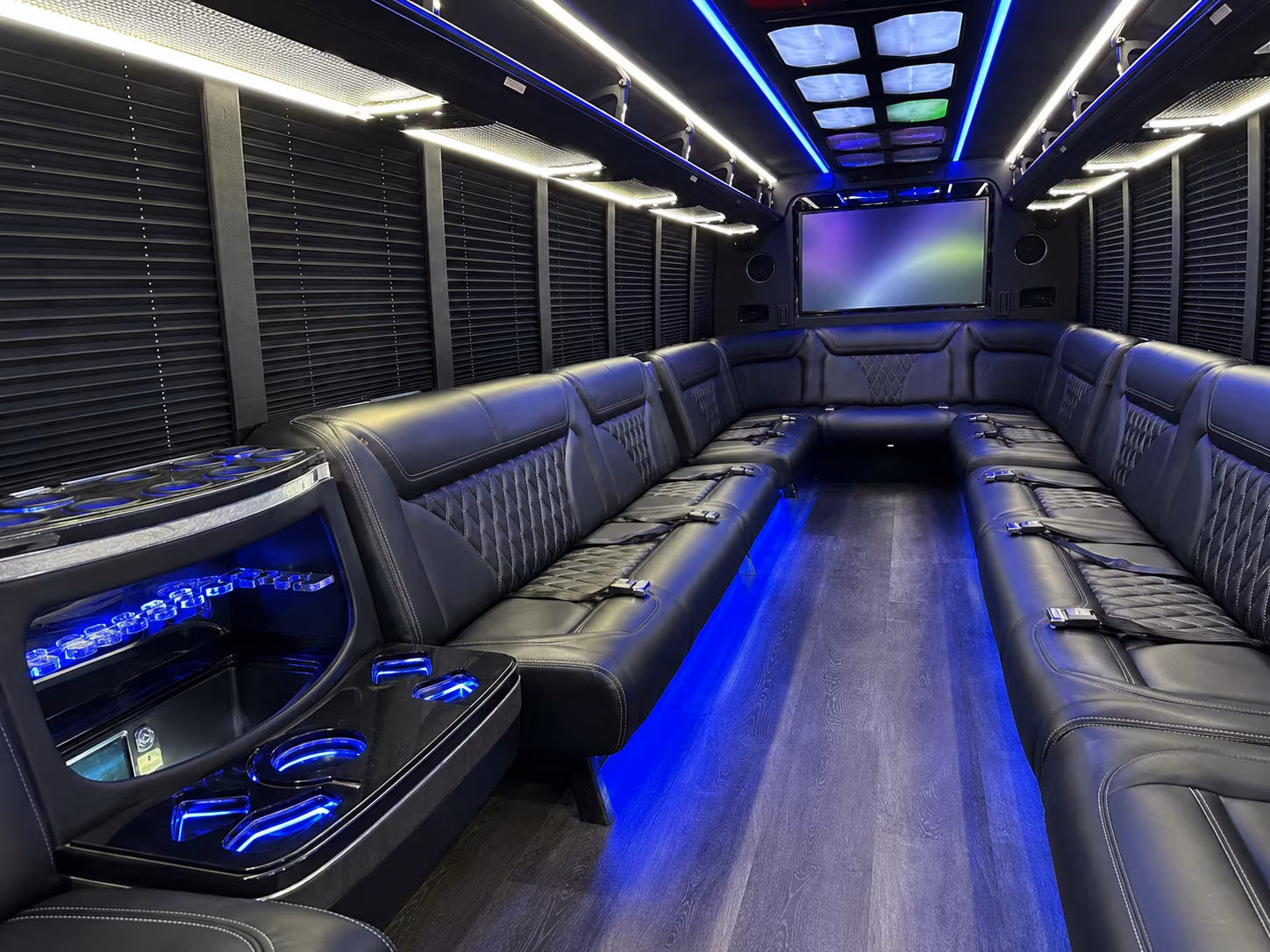 ontario 20 passenger party bus inside